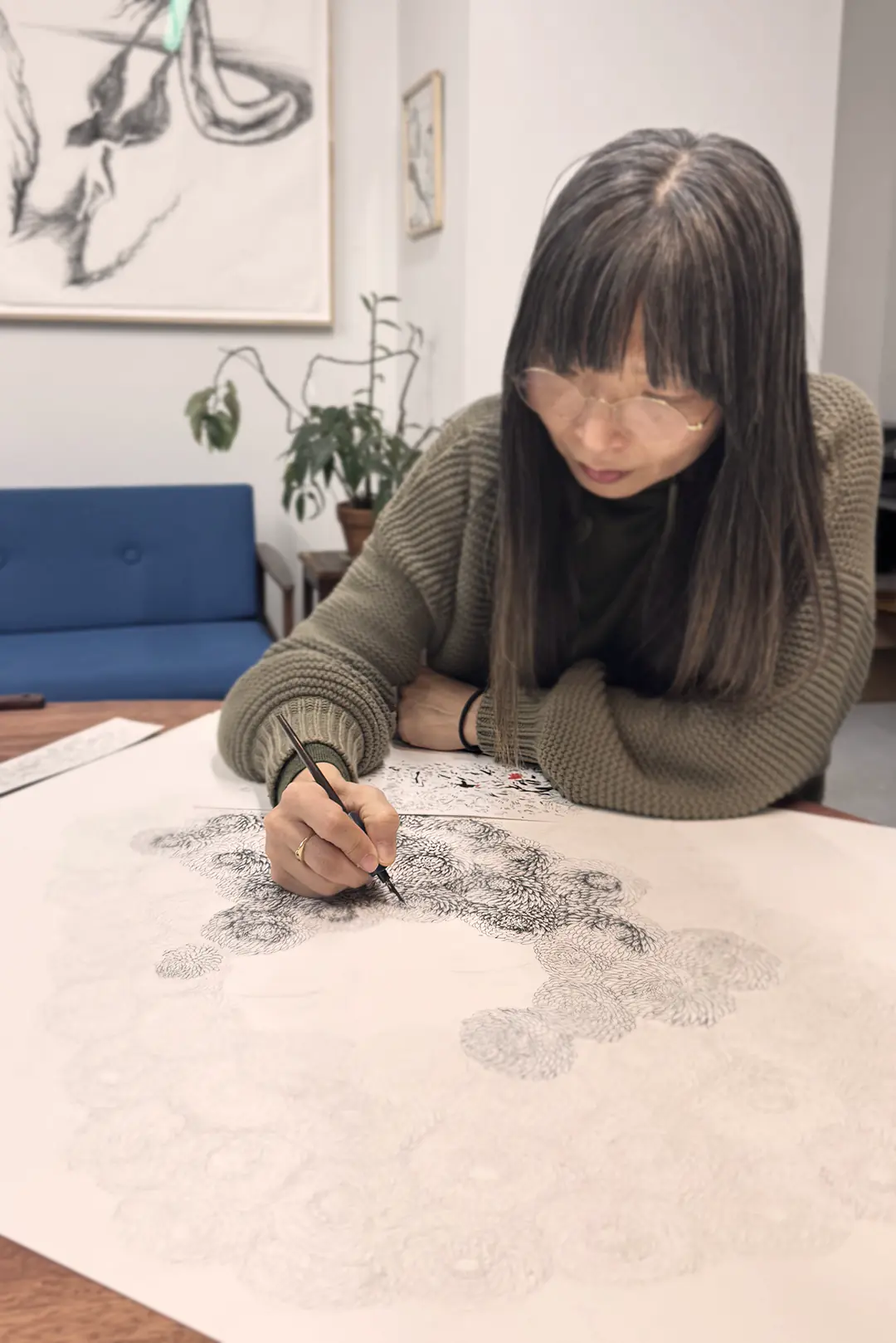 Bo Lee drawing Chrysanthemums