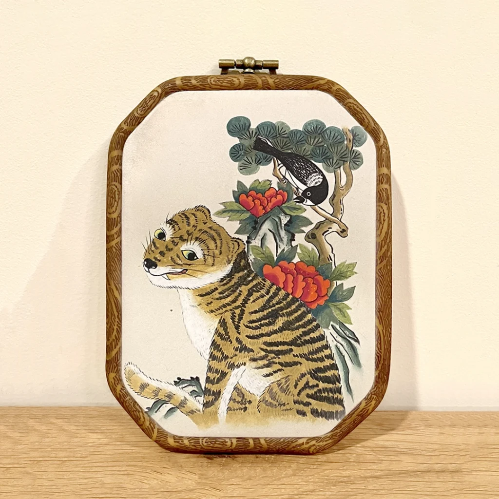 Korean Folk Art Painting: Minhwa – Tiger and Magpie with Peony