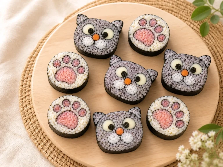 Decorative Sushi Roll Making: Cat & Paw Print
